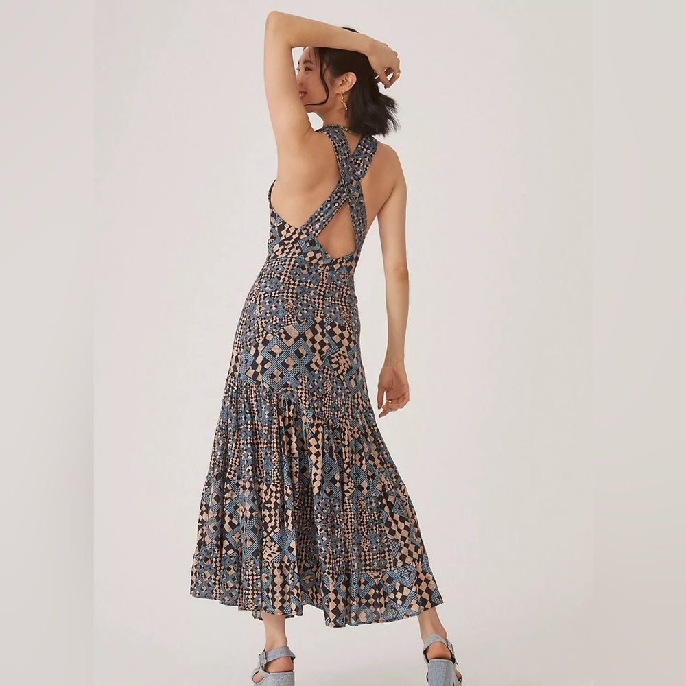 🆕ANTHROPOLOGIE LETMEBE Batik Print Dress, Size Small